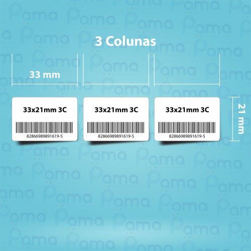25 Rolos de Etiqueta para Código de Barras 33x21x3 - 3.750 un por rolo - Papel Adesivo Transtérmico