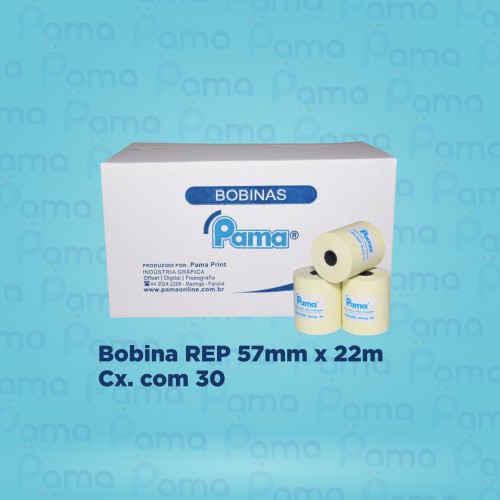 Bobina para Relógio Ponto - 57 mm x 22 m - Caixa com 30 unidades