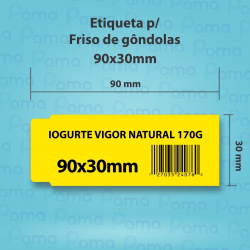 5 Rolos de Etiqueta Friso de Gôndola 90x30 - 1.000 un por rolo - Papel Couche Tag 150g