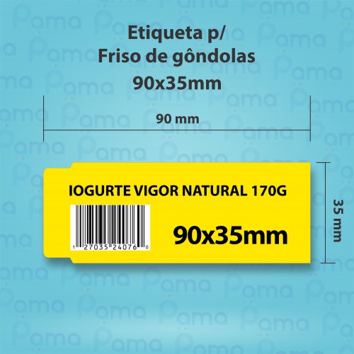 25 Rolos de Etiqueta Friso de Gôndola 90x35 - 1.000 un por rolo - Papel Couche Tag 150g