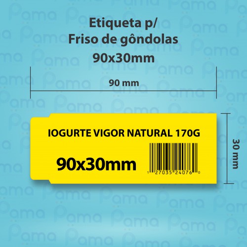 100 Rolos de Etiqueta Friso de Gôndola 90x30 - 1.000 un por rolo - Papel Couche Tag 150g