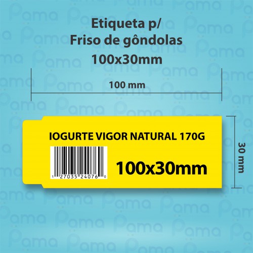 5 Rolos de Etiqueta Friso de Gôndola 100x30 - 1.000 un por rolo - Papel Couche Tag 150g