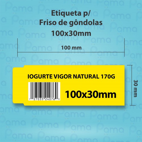 50 Rolos de Etiqueta Friso de Gôndola 100x30 - 1.000 un por rolo - Papel Couche Tag 150g