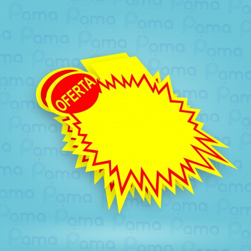 Pct. com 100 un. - Cartaz Splash de Gôndola: Oferta - Tamanho 22x22 cm - 2x0 Cor 