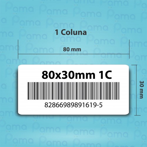 10 Rolos de Etiqueta para Código de Barras 80x30 - 1.000 un por rolo - Papel Adesivo Couchê