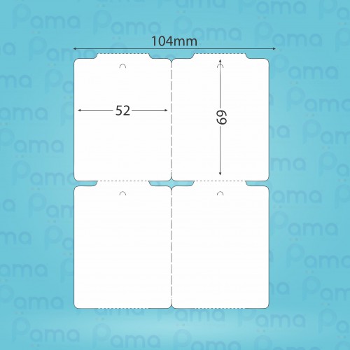 25 Rolos de Etiqueta Tag 52x69x2 - 1.000 un por rolo - Papel Couche Tag 170g