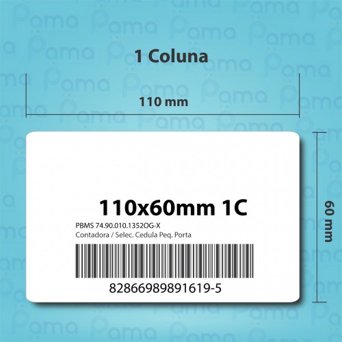 100 Rolos de Etiqueta para Código de Barras 110x60 - 555 un por rolo - Papel Adesivo Couchê