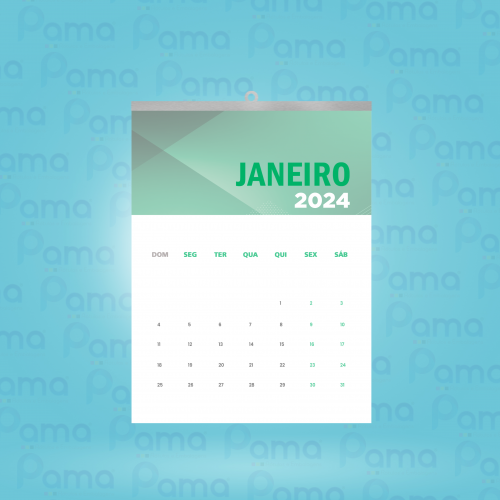100 un - Calendário de Parede Com Vareta SUPERIOR - Tamanho 310x460 mm - 4x0 cores - Couche 150g