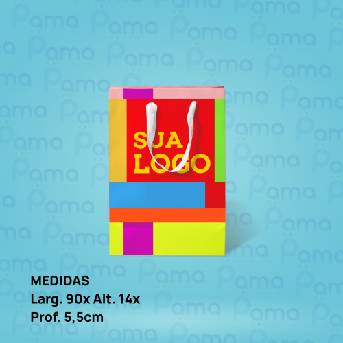 500 Sacolas Mini - Tamanho: Larg. 9 x Alt. 14 x Lateral 5,5 cm - Colorida - Com Fita Cetim