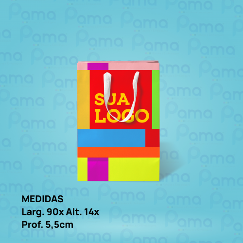 500 Sacolas Mini - Tamanho: Larg. 9 x Alt. 14 x Lateral 5,5 cm - Colorida - Com Fita de Cetim e Plastificação