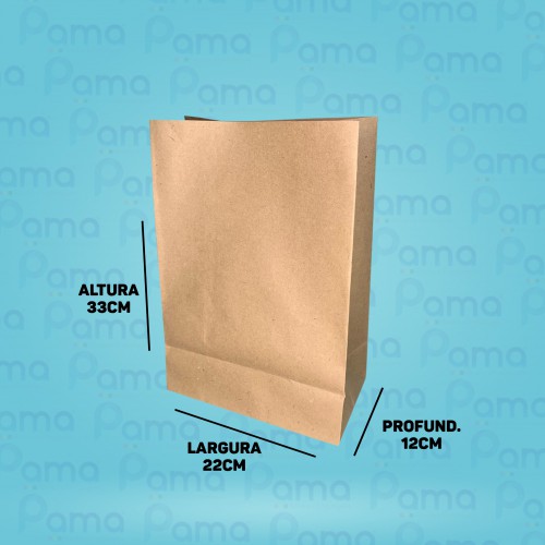 25 un. - Saco Para Delivery Sem Impressão - Papel Kraft - Tamanho: Larg. 22 x Alt. 33 x Profundidade 12 cm 